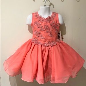 Size 3 Mango Coral Beaded Easter Pageant Flower Girl Special Occasion Dress NWT